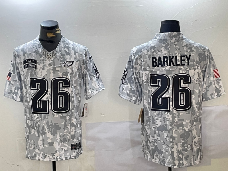 Men's Philadelphia Eagles Saquon Barkley #26 Arctic Camo 2024 Salute to Service Limited Jersey1 football jersey product view 1