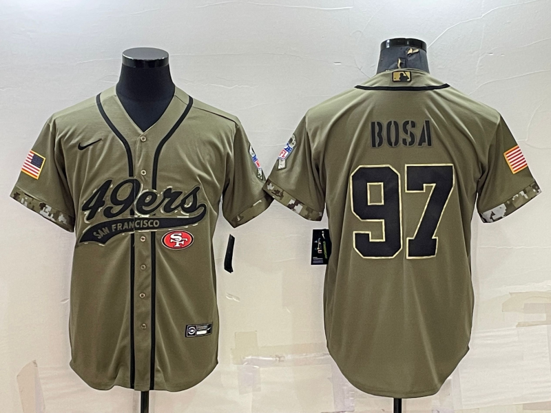 Men's San Francisco 49ers Nick Bosa #97 Olive 2022 Salute To Service Retired Player Limited Jersey1 Joint Edition football jersey product view 1