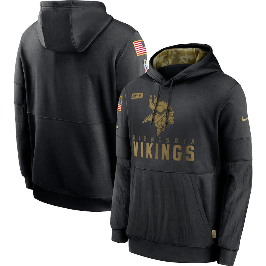 Men's Minnesota Vikings NFL 2020 Salute to Service Hoodie1 Black football jersey product view 1
