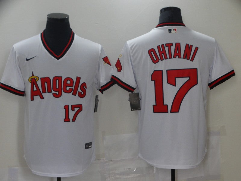 Men's Los Angeles Angels Shohei Ohtani #17 White Printed Baseball Jersey baseball jersey product view 1