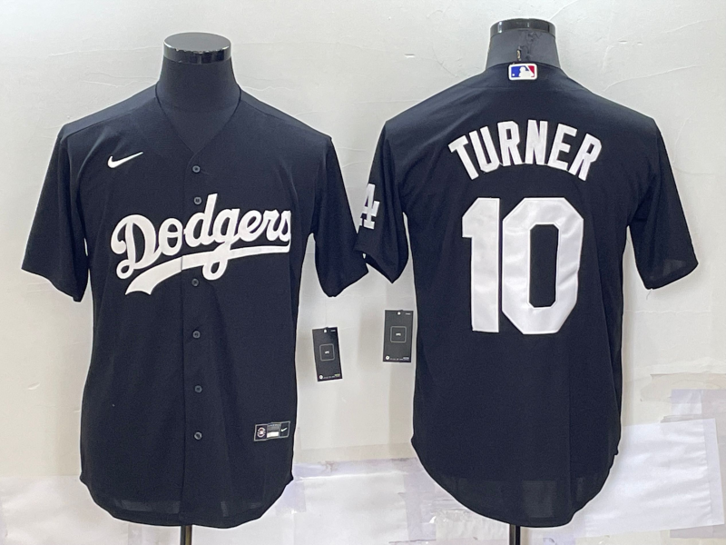 Men's Los Angeles Dodgers Justin Turner #10 Black Replica Baseball Jersey1 baseball jersey product view 1