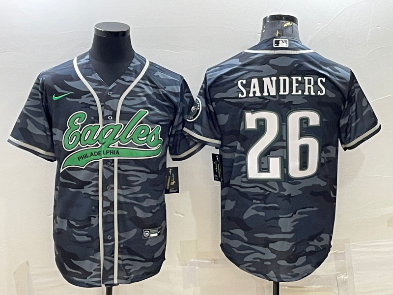 Men's Philadelphia Eagles Miles Sanders #26 Grey Camouflage Game Jersey1 Joint Edition football jersey product view 1