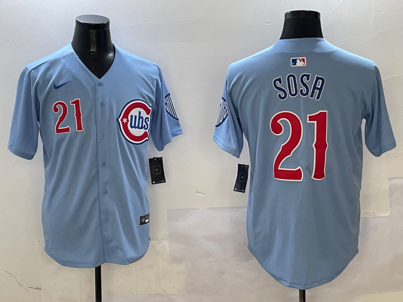 Men's Chicago Cubs Sammy Sosa #21 Baby Blue 2nd Alternate Limited Player Jersey1 baseball jersey product view 1