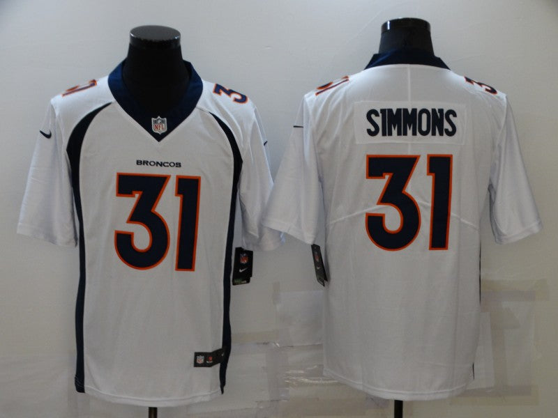 Men's Denver Broncos Justin Simmons #31 White Game Jersey1 football jersey product view 1