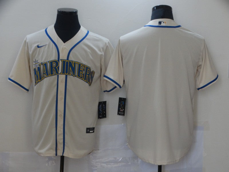 Men's Seattle Mariners Beige Replica Blank Jersey1 baseball jersey product view 1