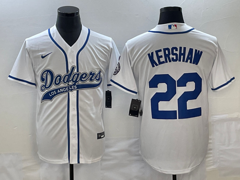Men's Los Angeles Dodgers Clayton Kershaw #22 White Player Jersey1 Joint Edition baseball jersey product view 1