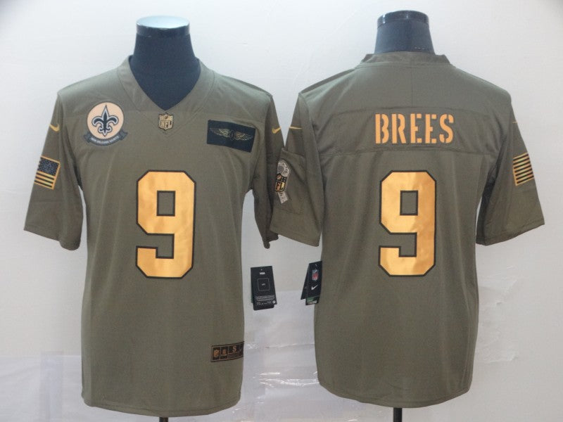 Men's New Orleans Saints Drew Brees #9 Brown Game Player Jersey1 football jersey product view 1