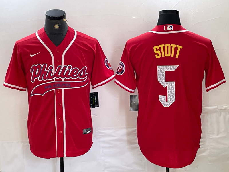 Men's Philadelphia Phillies Bryson Stott #5 Red Player Jersey1 Joint Edition baseball jersey product view 1