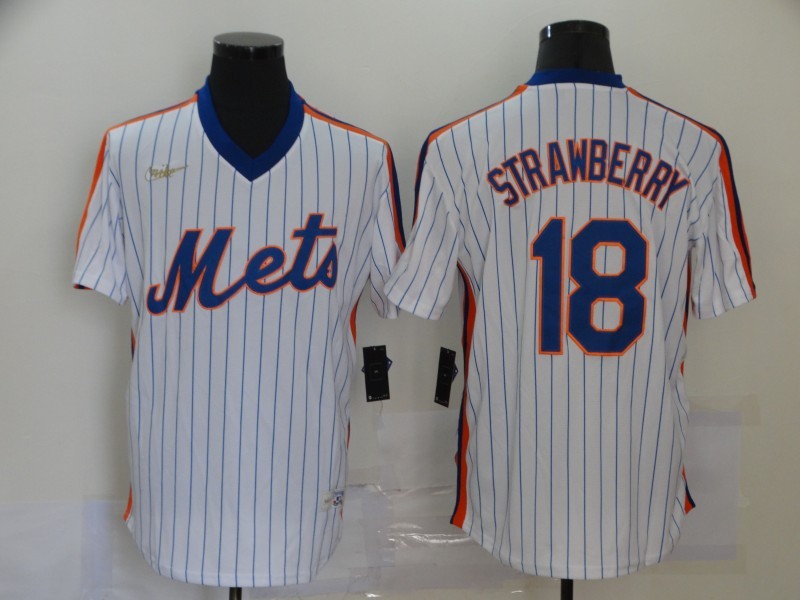 Men's New York Mets Darryl Strawberry #18 White Stitched Jersey1 baseball jersey product view 1