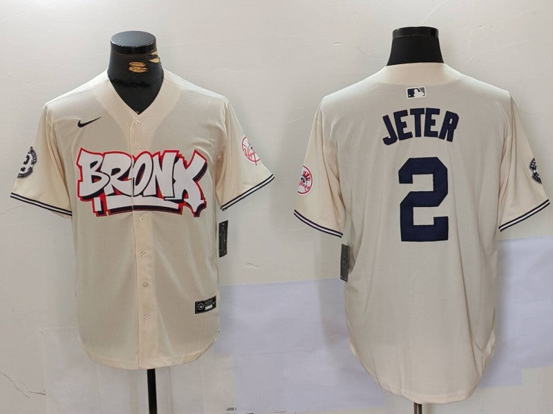 Men's New York Yankees Derek Jeter #2 Cream Limited Player Jersey1 baseball jersey product view 1