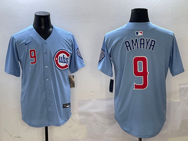 Men's Chicago Cubs Miguel Amaya #9 Light Blue 2nd Alternate Limited Player Jersey1 baseball jersey product view 1