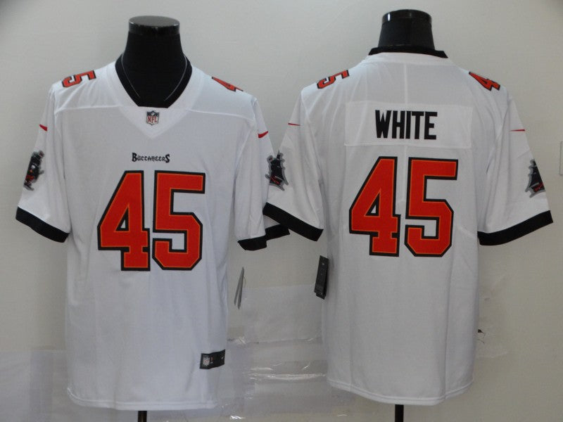 Men's Tampa Bay Buccaneers Devin White #45 White Game Jersey1 football jersey product view 1