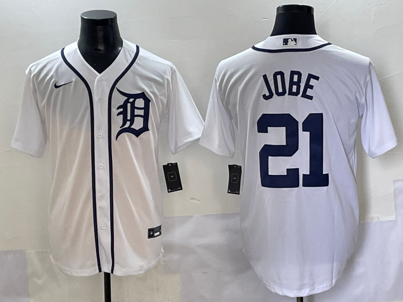 Men's Detroit Tigers Jackson Jobe #21 White Home Replica Player Jersey baseball jersey product view 1