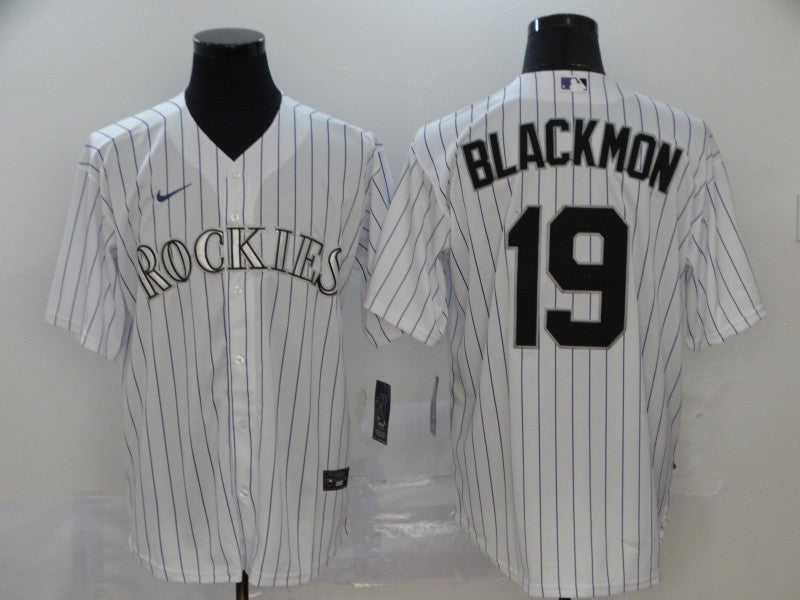 Men's Colorado Rockies Charlie Blackmon #19 White Replica Baseball Jersey1 baseball jersey product view 1