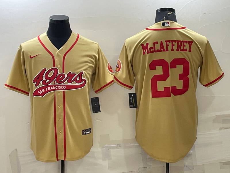 Men's San Francisco 49ers Christian McCaffrey #23 Gold Game Jersey1 Joint Edition football jersey product view 1