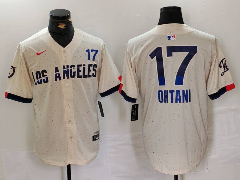 Men's Los Angeles Dodgers Shohei Ohtani #17 Cream 2024 City Connect Player Jersey1 baseball jersey product view 1