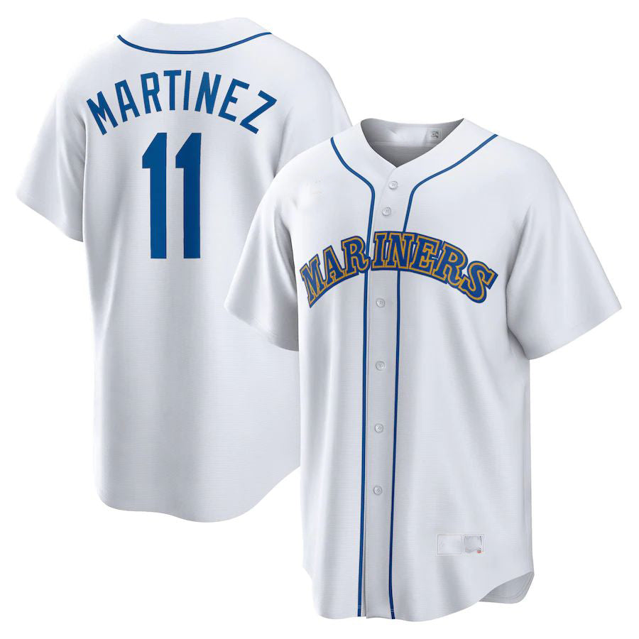 Seattle Mariners #11 Edgar Martinez White Home Cooperstown Collection Replica Player Jersey Baseball Jerseys baseball jersey product view 1