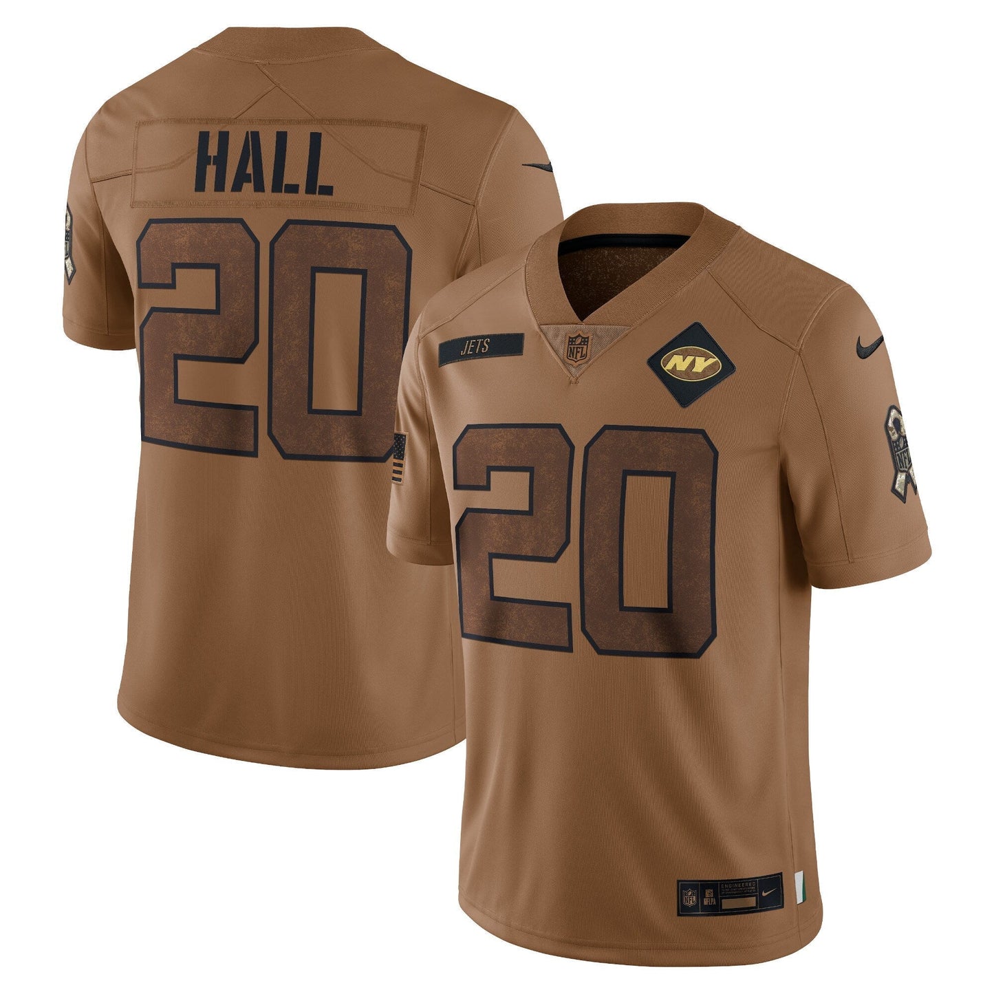 Breece Hall New York Jets Nike Salute To Service Limited Jersey - Brown football jersey product view 1