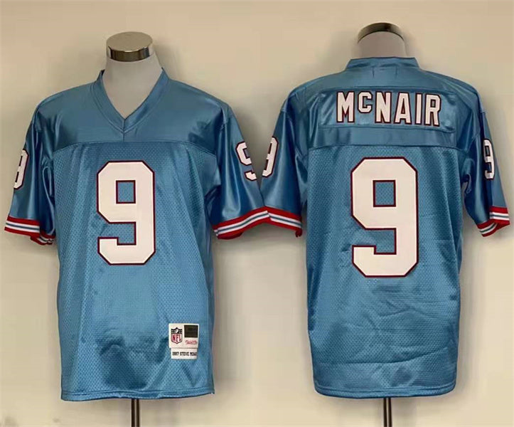 Men's Tennessee Oilers Steve McNair #9 Light Blue Legacy Replica Jersey1 hockey jersey product view 1