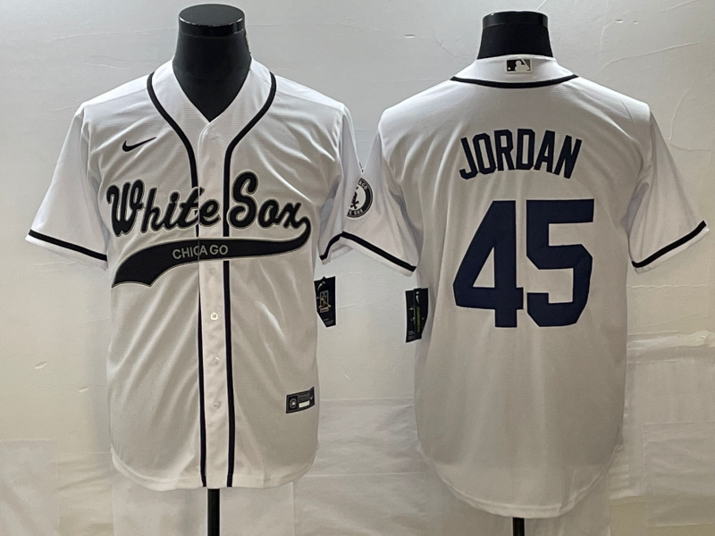 Men's Chicago White Sox Michael Jordan #45 White Replica Player Jersey Joint Edition basketball jersey product view 1