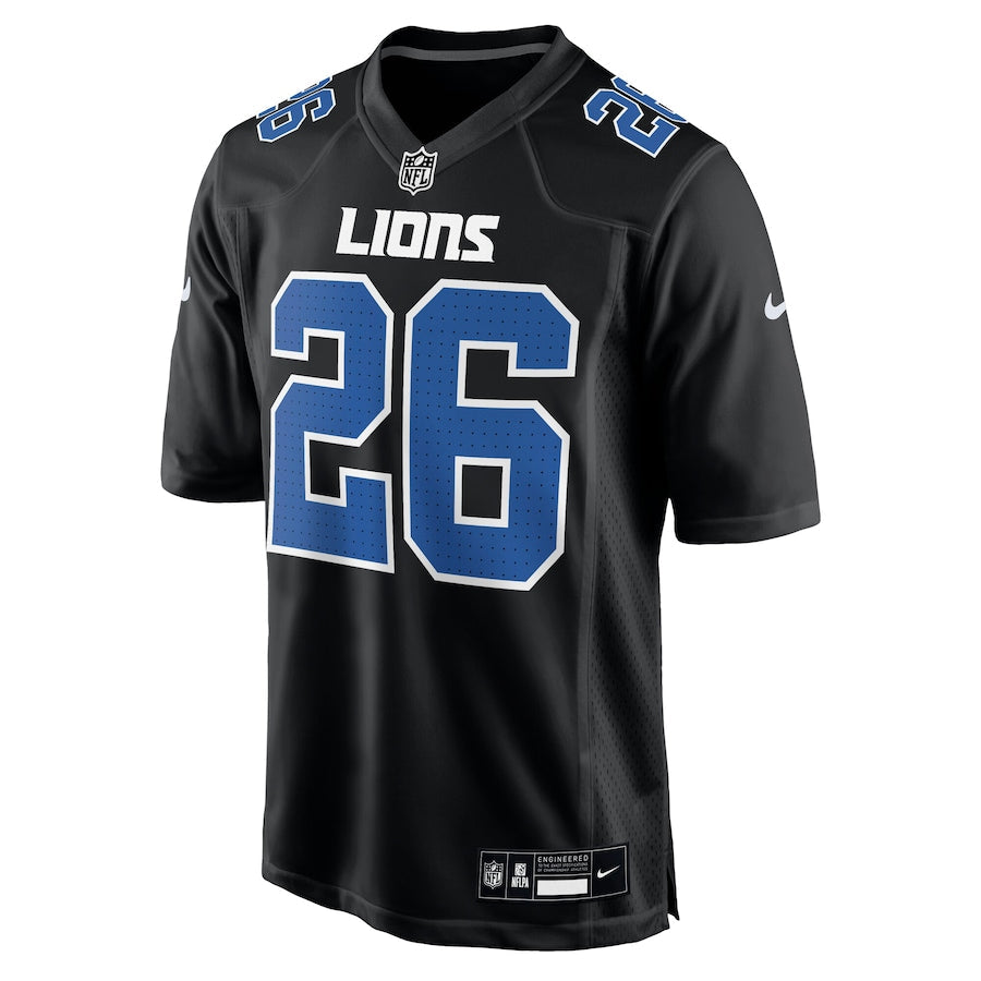 Jahmyr Gibbs carbon Black Detroit Lions FashionJersey football jersey product view 2