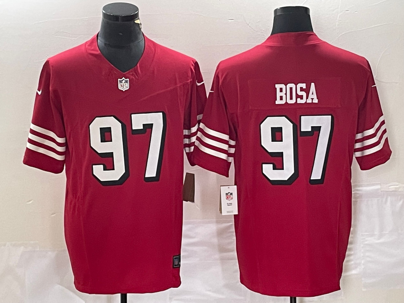Men's San Francisco 49ers Nick Bosa #97 Red Vapor Elite Jersey2 football jersey product view 1
