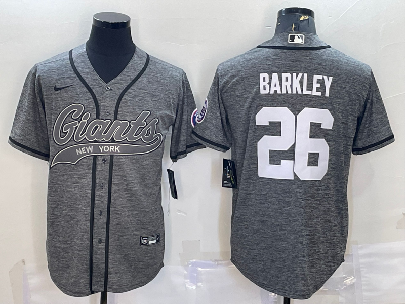 Men's New York Giants Saquon Barkley #26 Gray Game Jersey1 Joint Edition football jersey product view 1