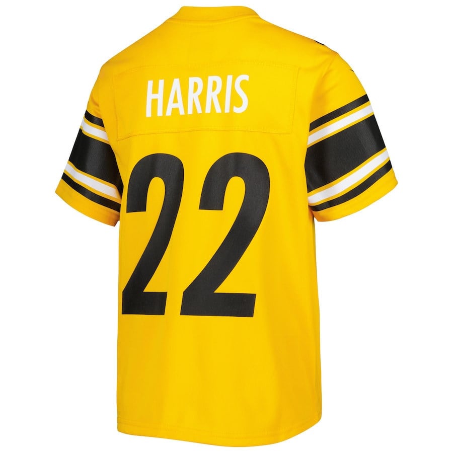 Najee Harris 22 Pittsburgh Steelers Youth Inverted Game Jersey - Gold football jersey product view 3