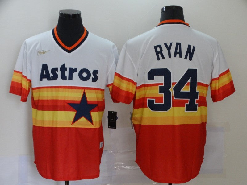 Men's Houston Astros Nolan Ryan #34 White/Orange Replica Baseball Jersey1 baseball jersey product view 1