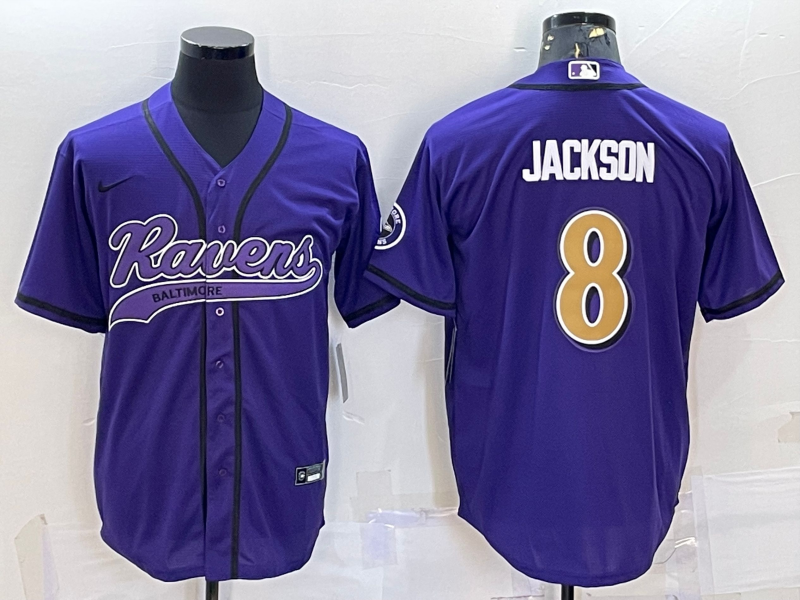 Men's Baltimore Ravens Lamar Jackson #8 Purple Player Jersey1 Joint Edition football jersey product view 1