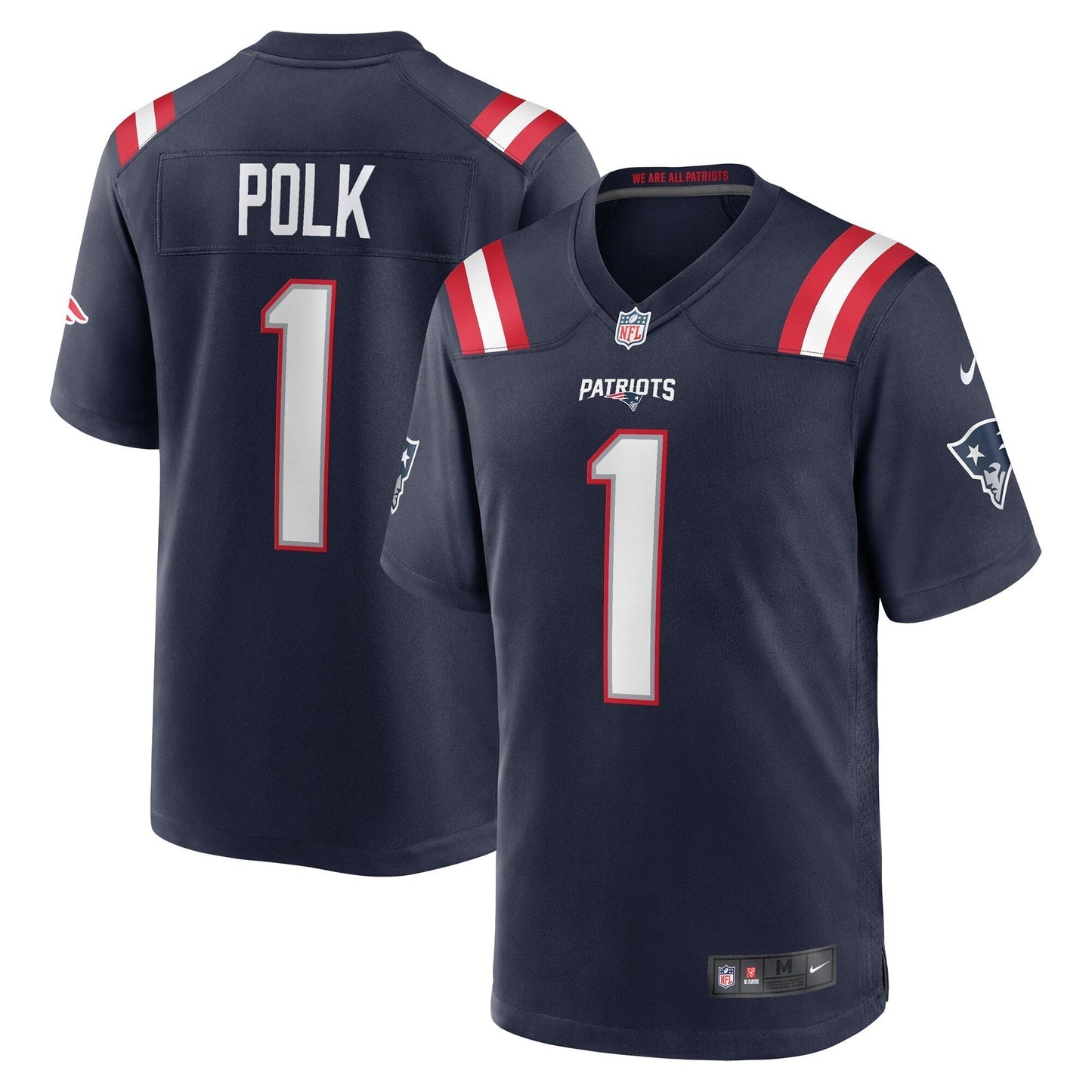 Ja'Lynn Polk New England Patriots Nike Team Game Jersey - Navy football jersey product view 1