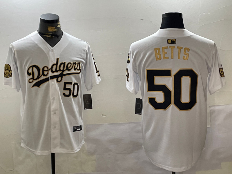 Men's Los Angeles Dodgers Mookie Betts White Game Player Jersey1 baseball jersey product view 1