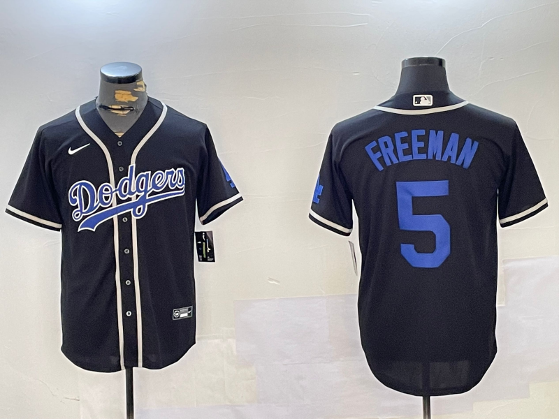 Men's Los Angeles Dodgers Freddie Freeman #5 Black Alternate Replica Player Jersey1 baseball jersey product view 1