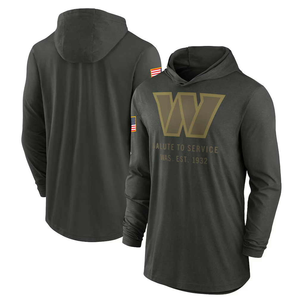 Men's Washington Commanders Forest Green 2025 Salute to Service Sideline Dri-FIT Lightweight Hooded Pullover football jersey product view 1