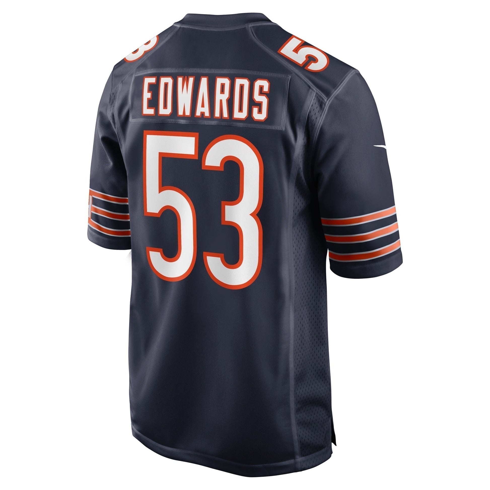 TJ Edwards Chicago Bears Nike Game Jersey - Navy football jersey product view 3