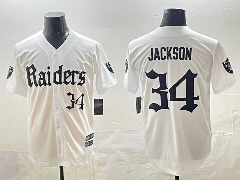 Men's Las Vegas Raiders Bo Jackson #34 White Player Jersey football jersey product view 1