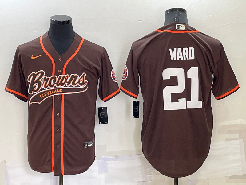 Men's Cleveland Browns Denzel Ward #21 Brown Game Jersey1 Joint Edition football jersey product view 1