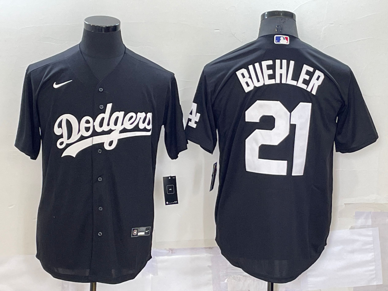 Men's Los Angeles Dodgers Walker Buehler #21 Black Replica Baseball Jersey1 baseball jersey product view 1