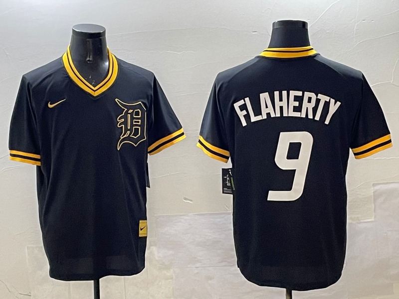 Men's Detroit Tigers Jack Flaherty #9 Black Replica Player Jersey baseball jersey product view 1
