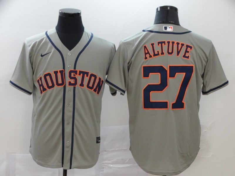 Men's Houston Astros Jose Altuve #27 Gray Replica Baseball Jersey baseball jersey product view 1