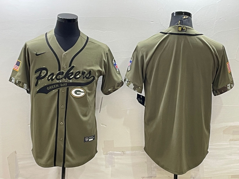 Men's Green Bay Packers Olive 2022 Salute To Service Limited Blank Jersey1 football jersey product view 1