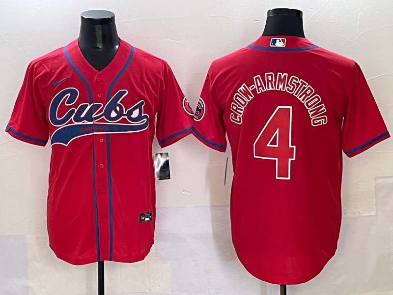 Men's Chicago Cubs Pete Crow-Armstrong #4 Red Replica Player Jersey baseball jersey product view 1