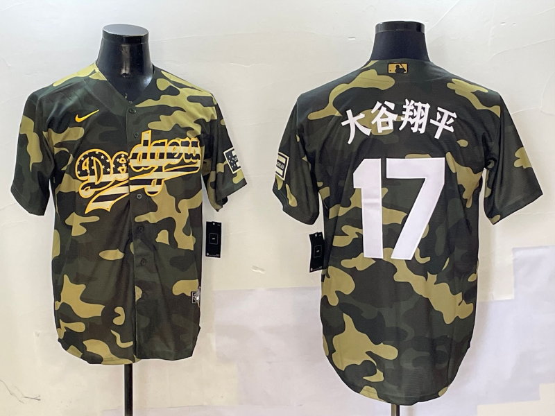Men's Los Angeles Dodgers Shohei Ohtani #17 Camouflage Player Jersey1 baseball jersey product view 1