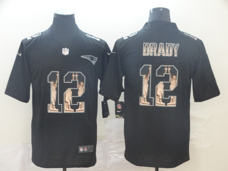 Men's New England Patriots Tom Brady #12 Black Player Game Jersey1 football jersey product view 1