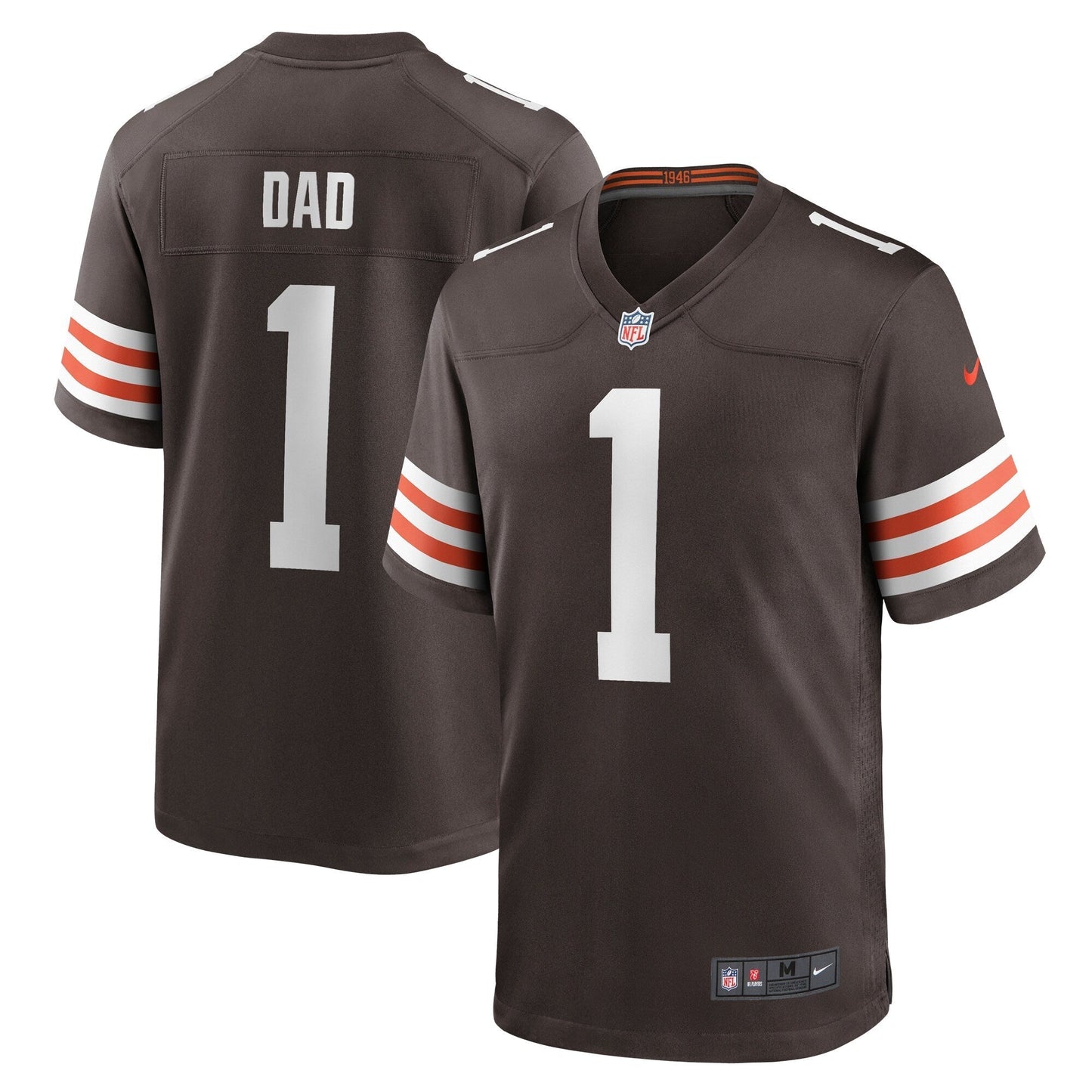 Number 1 Dad Cleveland Browns Nike Game Jersey - Brown football jersey product view 1