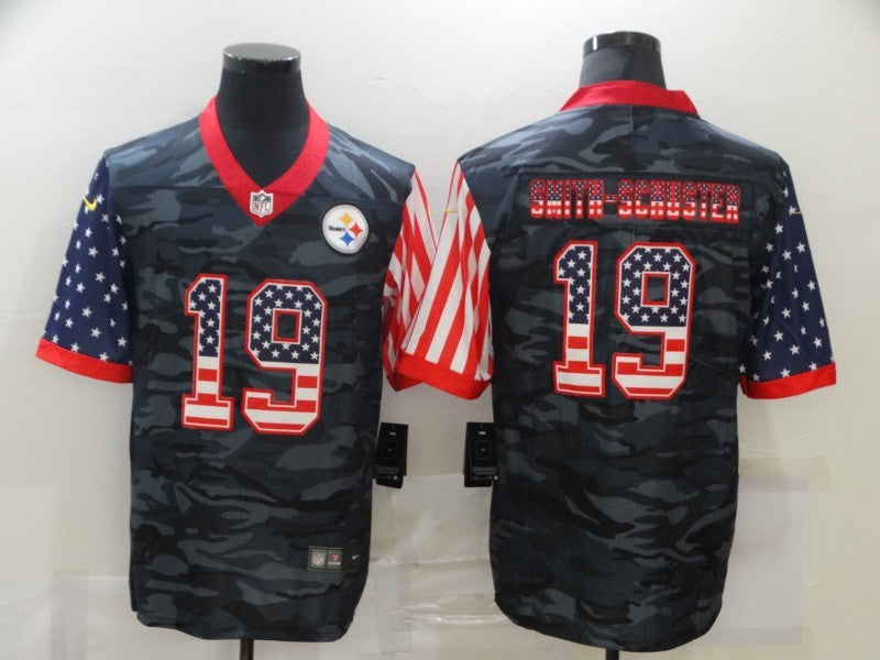 Men's Pittsburgh Steelers JuJu Smith-Schuster #19 Gray Camouflage Game Player Jersey1 football jersey product view 1