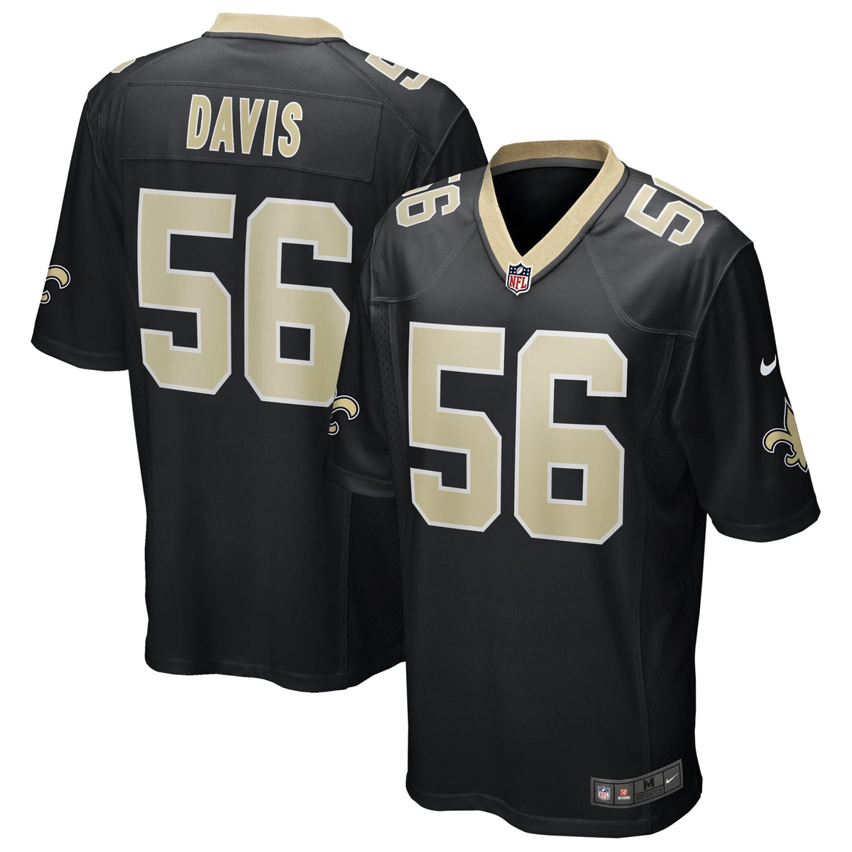 Demario Davis New Orleans Saints Nike Game Jersey - Black football jersey product view 1