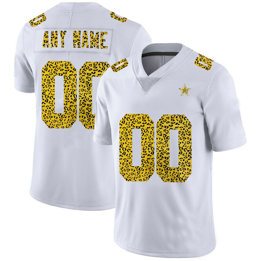 Custom1 Dallas Cowboys Jersey1 White Limited Fashion Vapor Leopard Print football jersey product view 1