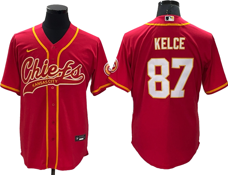 Travis Kelce Kansas City Chiefs Baseball Jersey football jersey product view 1