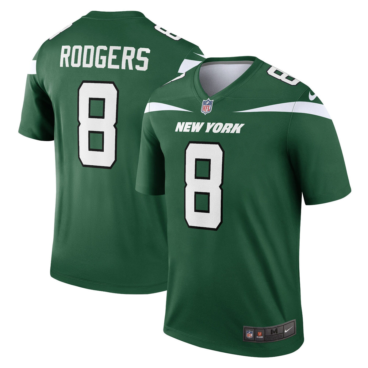 Aaron Rodgers New York Jets Nike Men's Legend Jersey - Gotham Green football jersey product view 1